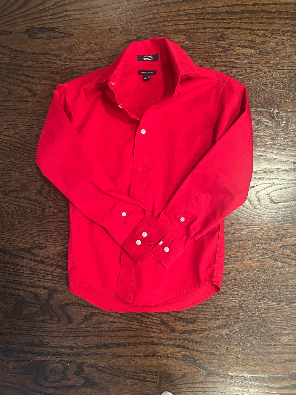 Tommy Hilfiger Boys Bright Red Long-Sleeve Button-Down Shirt
